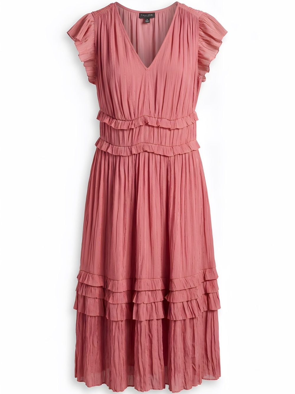 Current air- Vineyard Vines Rose Pink Ruffle Tiered Midi Dress, size SP